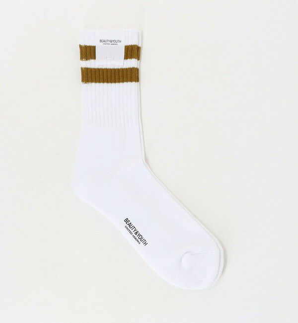 BEAUTY&YOUTH UNITED ARROWS「2ライン パイル クルー ソックス」|ソックス|WHITE