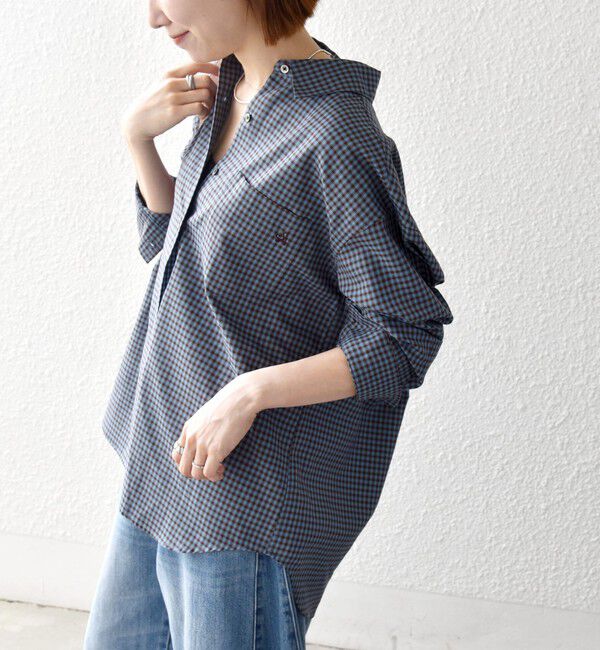 SHIPS any「《予約》SHIPS any:〈洗濯機可能〉REFABRISH レギュラー チェック 刺繍 シャツ」|シャツ・ブラウス|