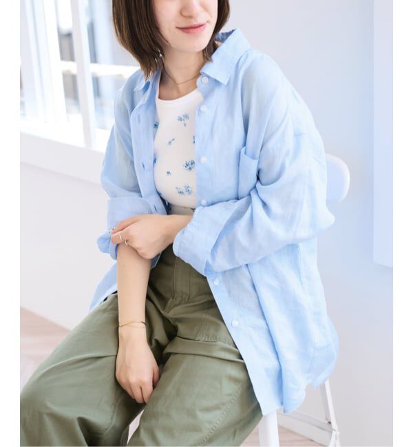 U by SPICK&SPAN「リネンオーバーシャツ」|シャツ・ブラウス|
