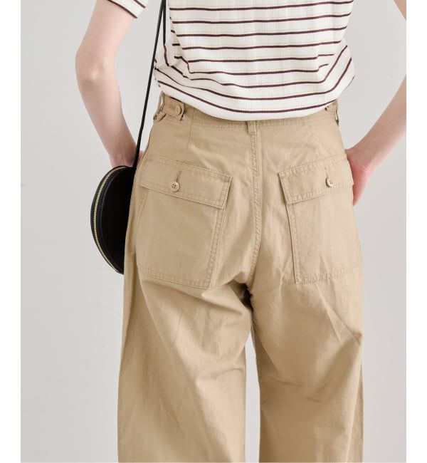 U by SPICK&SPAN「《追加》コットリネンバレルレッグルーズベイカーパンツ」|カーゴ|