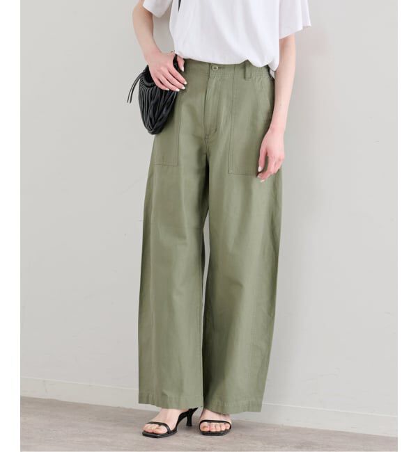U by SPICK&SPAN「《追加》コットリネンバレルレッグルーズベイカーパンツ」|カーゴ|