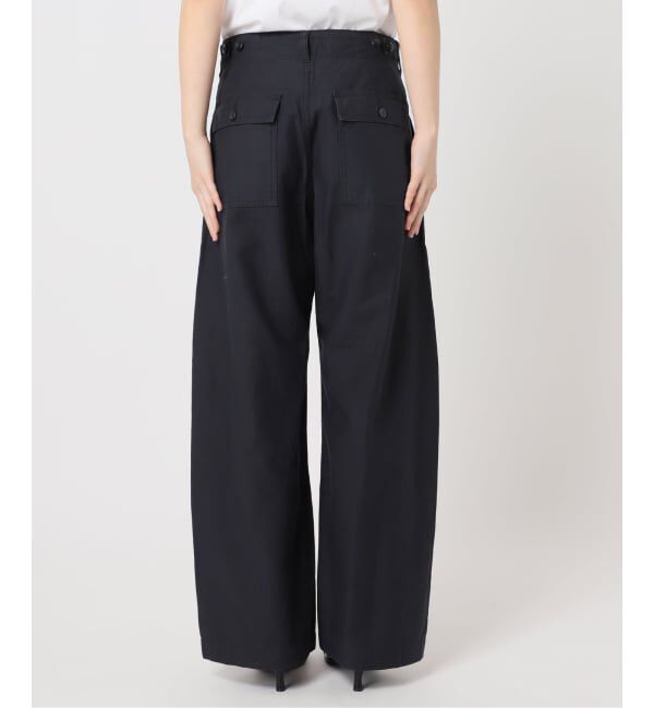 U by SPICK&SPAN「《追加》コットリネンバレルレッグルーズベイカーパンツ」|カーゴ|