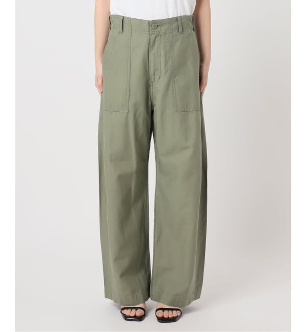 U by SPICK&SPAN「《追加》コットリネンバレルレッグルーズベイカーパンツ」|カーゴ|