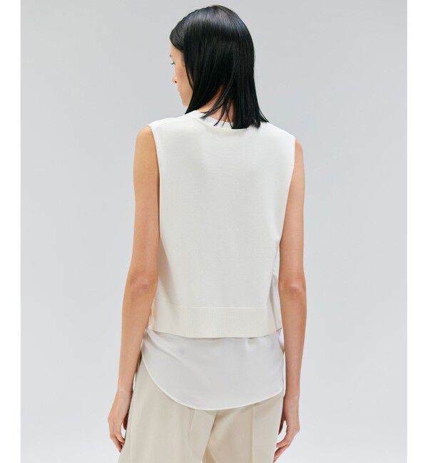 BEIGE,「【洗える】VALOIS / バックシフォンレーヤードニット」|ニット・セーター|