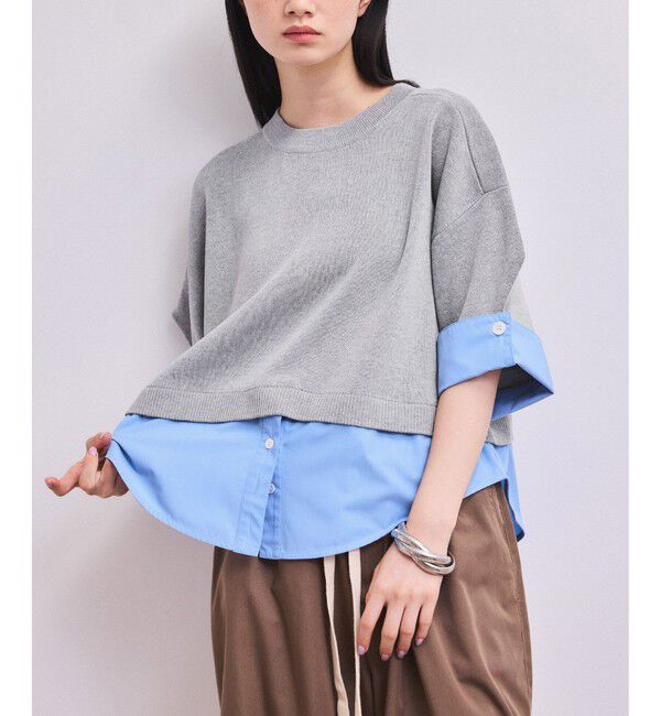ADAM ET ROPE'「【WEB限定】シャツコンビニットプルオーバー」|シャツ・ブラウス|
