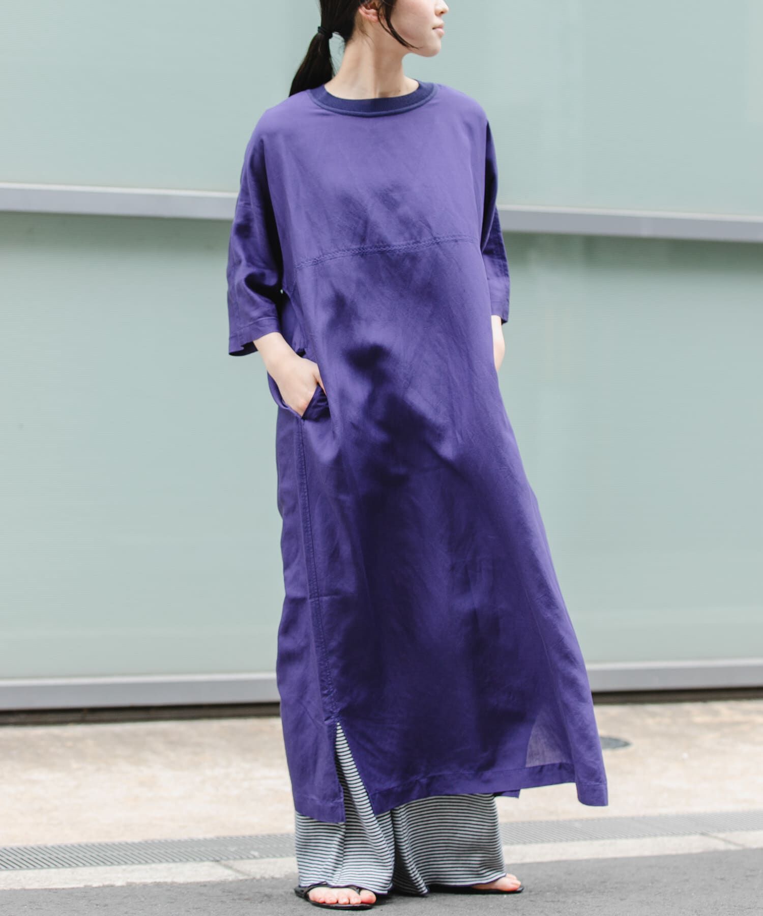 URBAN RESEARCH DOORS「『一部WEB限定カラー』FORK&SPOON　リネン混プルオーバーワンピース」|ワンピース|ブルー系その他
