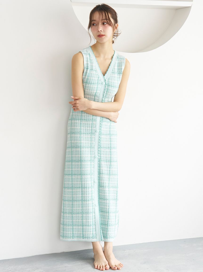 SNIDEL HOME「ラメツイードワンピース」|ルームウェア|GRN