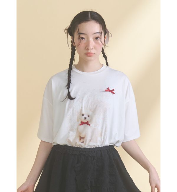 merry jenny「ribbon dog collage tee」|Tシャツ・カットソー|
