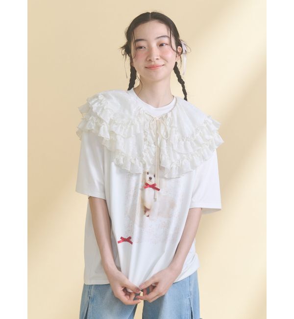 merry jenny「ribbon dog collage tee」|Tシャツ・カットソー|