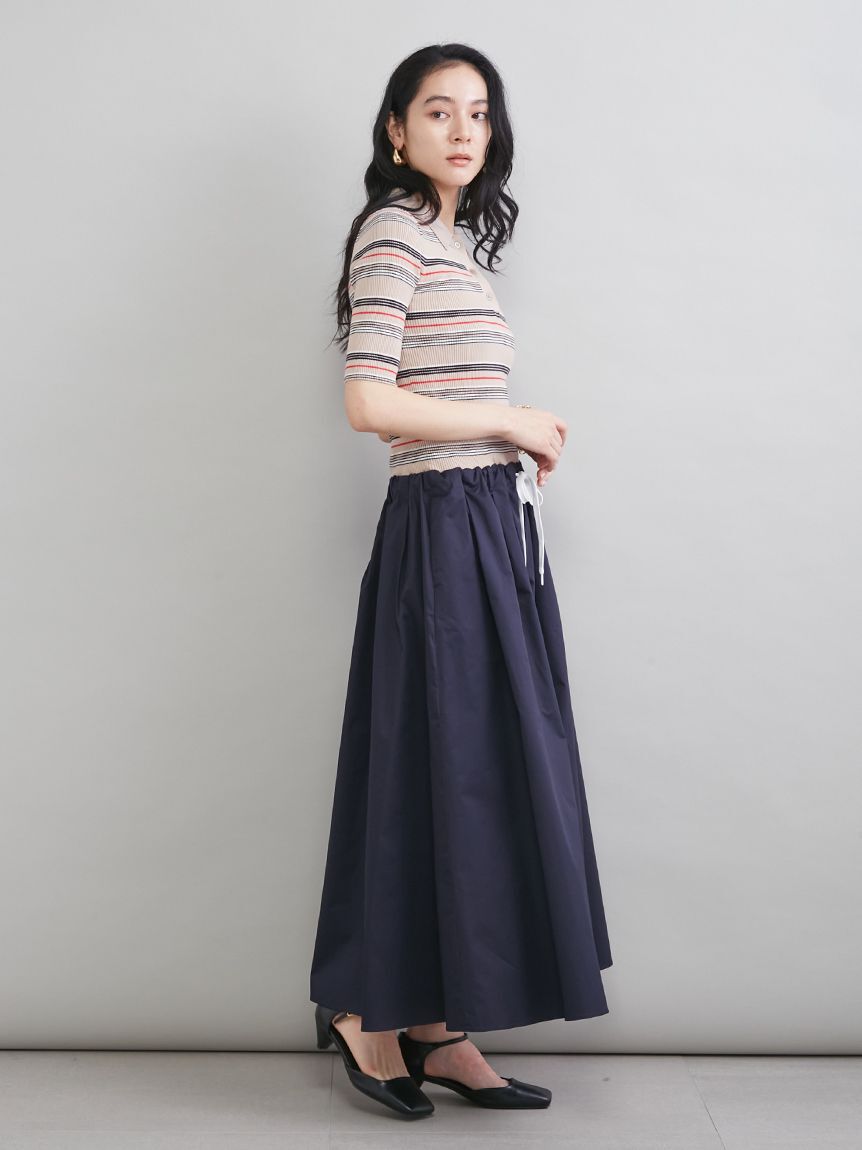 Mila Owen「【WEB＆一部店舗限定カラー】ポロニット&times;タックフレアスカートドッキン グワンピース」|ワンピース|