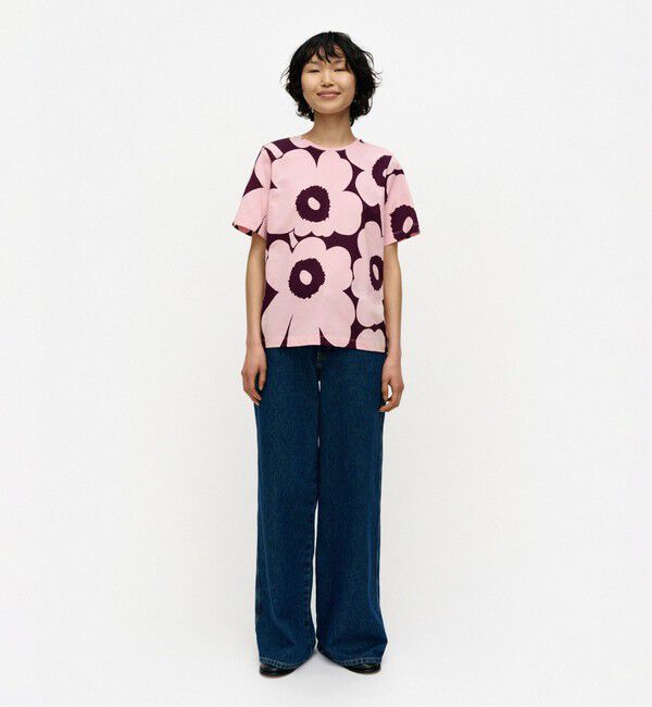 Marimekko「Tunnit Unikko Tシャツ」|シャツ・ブラウス|ﾗｲﾄﾋﾟﾝｸ&times;ﾀﾞｰｸﾊﾟｰﾌﾟﾙ