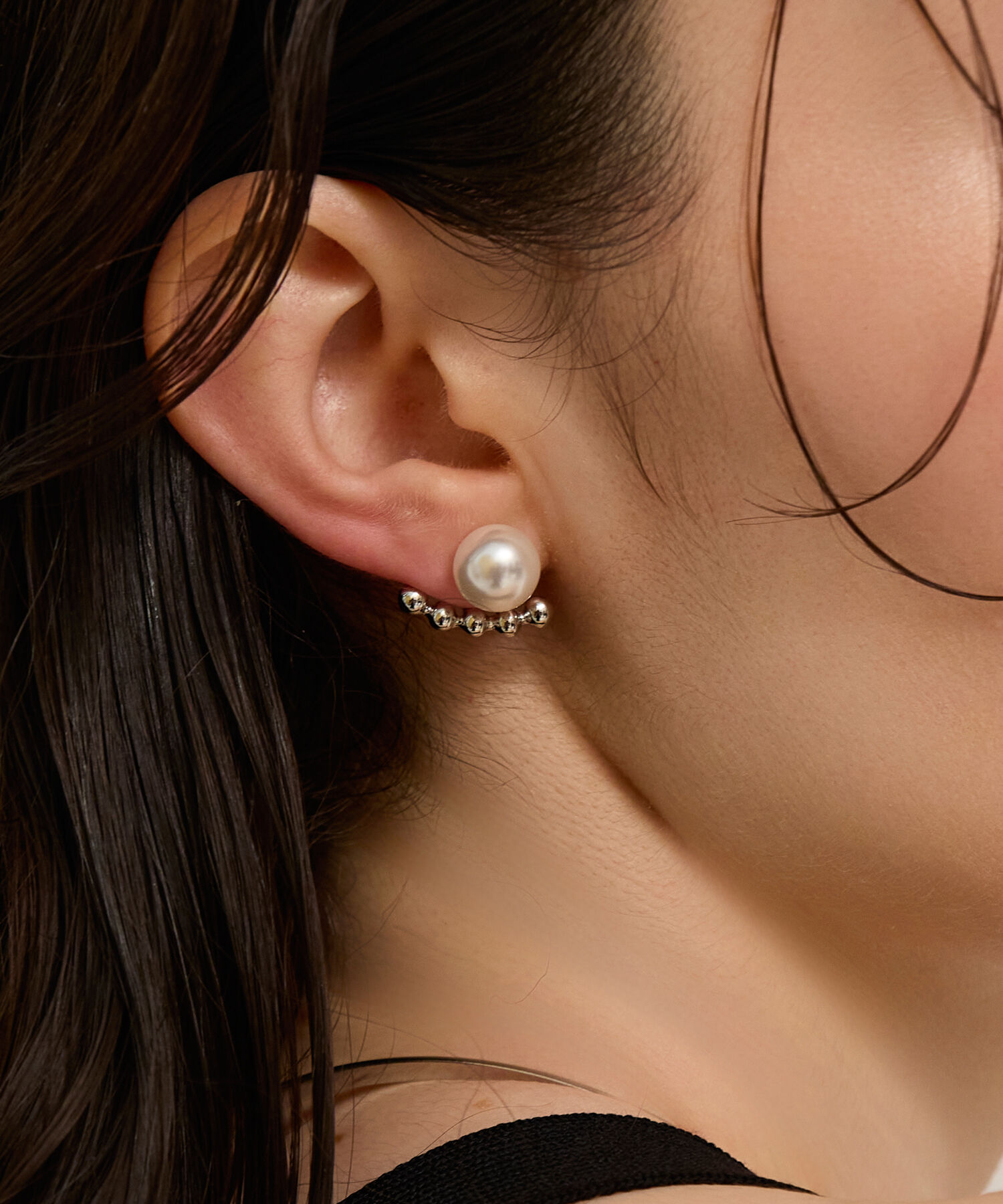 Phoebe「【金属アレルギー対応】2wayドロップラインパールバックキャッチピアス　シルバー/ニッケルフリー」|ピアス|