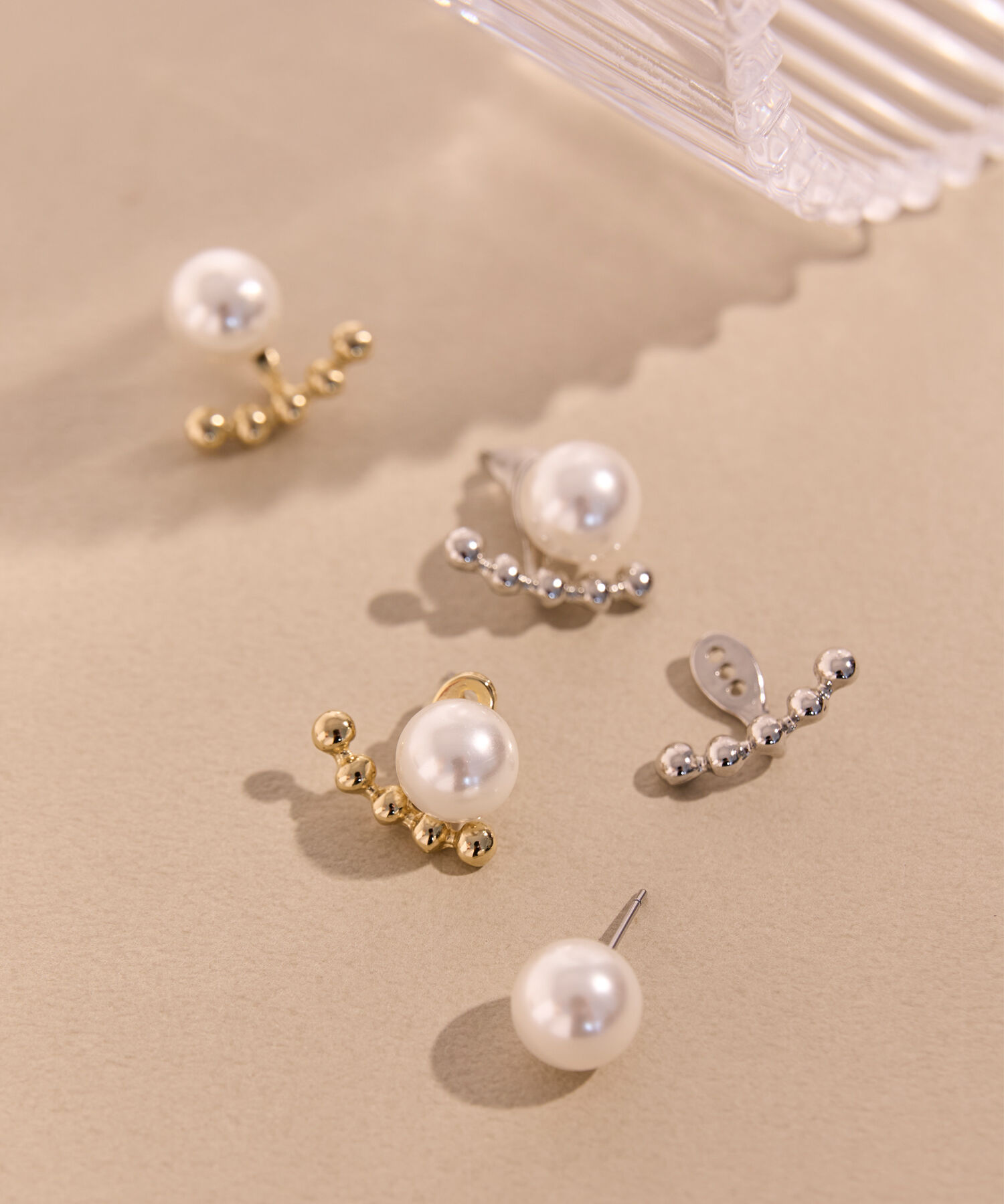Phoebe「【金属アレルギー対応】2wayドロップラインパールバックキャッチピアス　シルバー/ニッケルフリー」|ピアス|