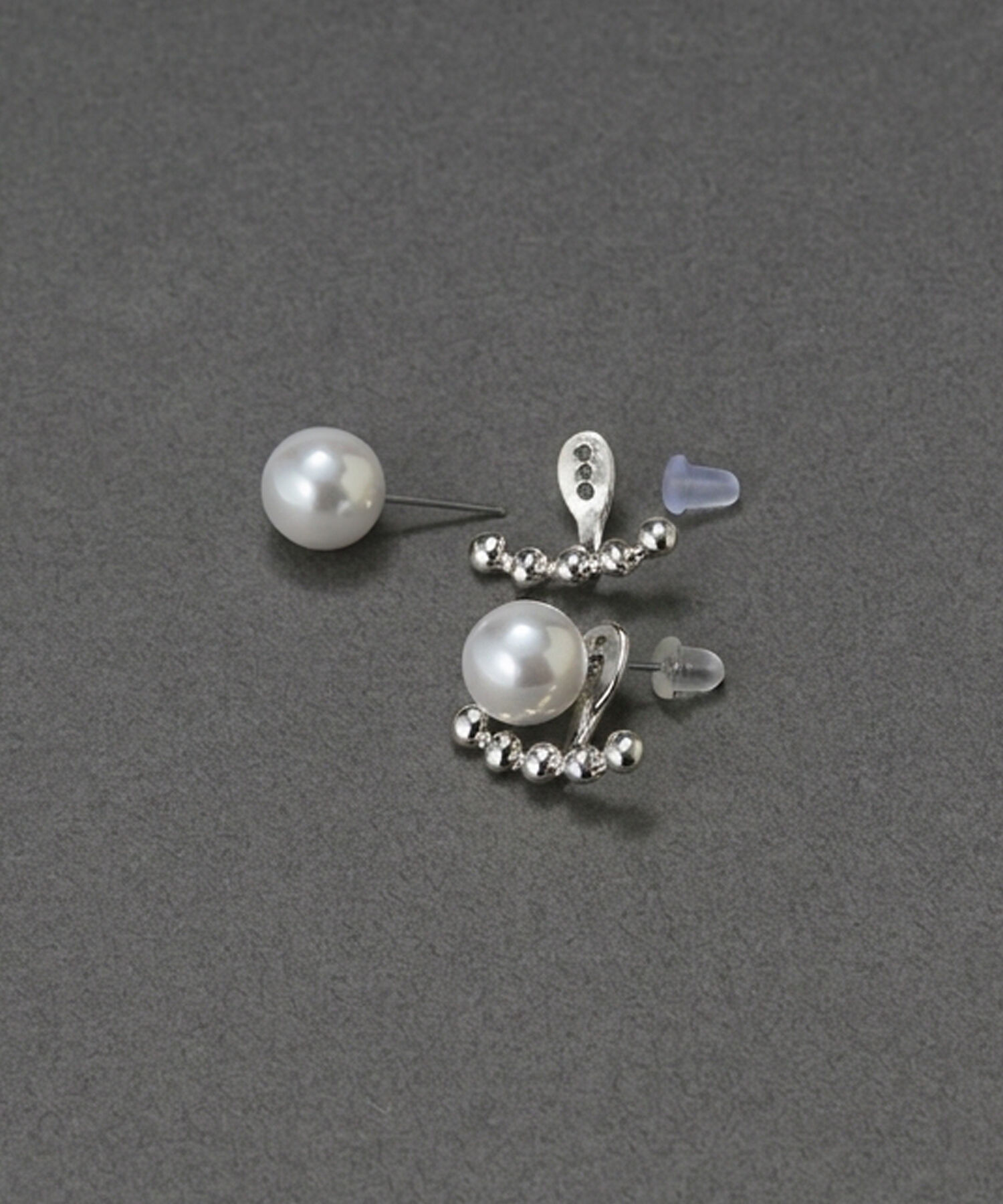 Phoebe「【金属アレルギー対応】2wayドロップラインパールバックキャッチピアス　シルバー/ニッケルフリー」|ピアス|