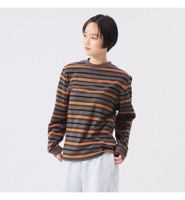 BEAMSBOY「ボーイ エンブロイダリー ボーダー ロングスリーブ」|Tシャツ・カットソー|BROWN
