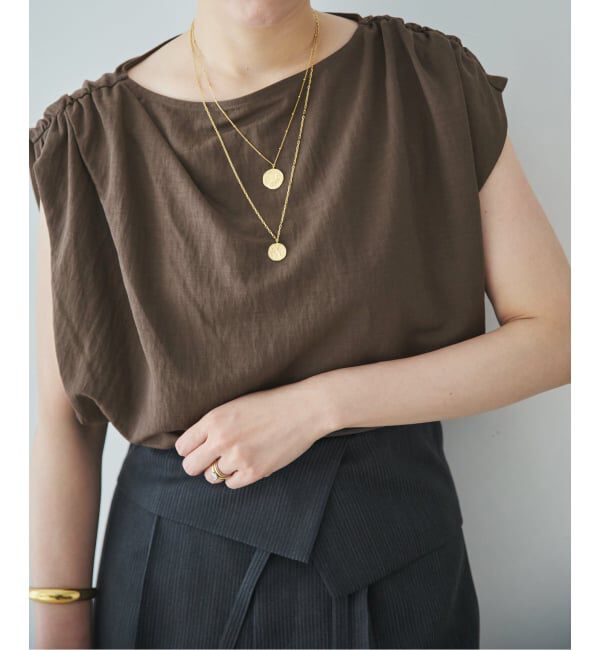 Plage「Sleeveless gather TEE」|Tシャツ・カットソー|ブラウン