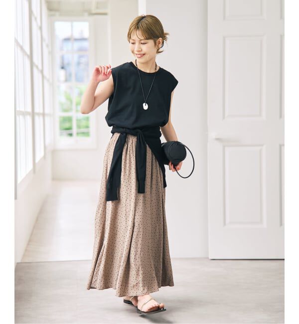 Spick and Span「《セットアップ可》ドットギャザーイージースカート」|スカート|