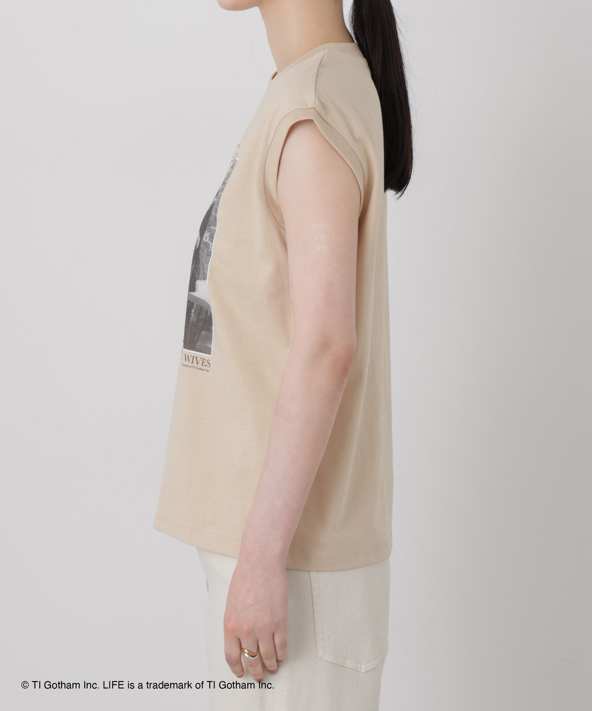 NANO universe「GOOD ROCK SPEED/LIFE PICTURE COLLECTION French sleeve Beige」|Tシャツ・カットソー|