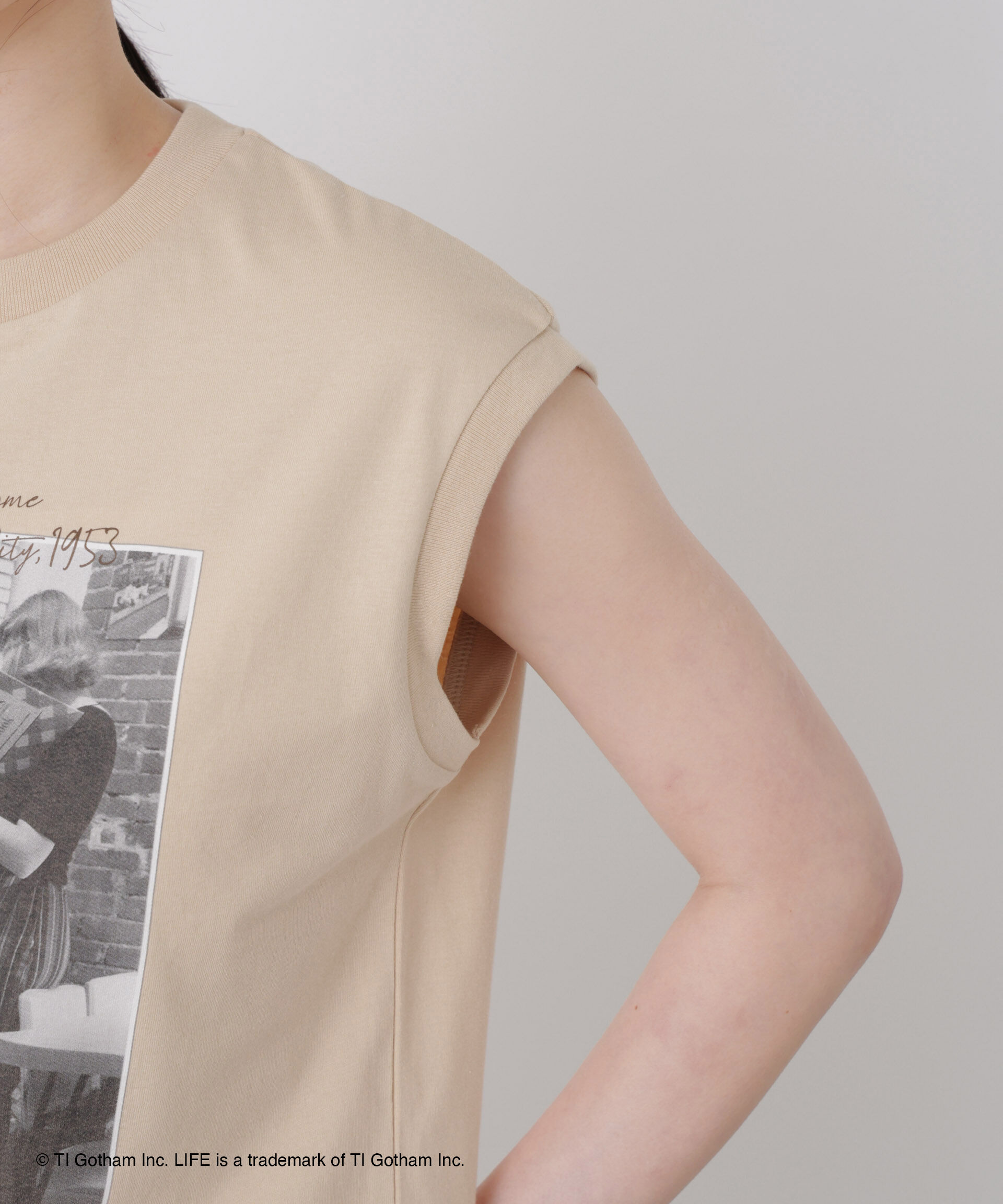 NANO universe「GOOD ROCK SPEED/LIFE PICTURE COLLECTION French sleeve Beige」|Tシャツ・カットソー|