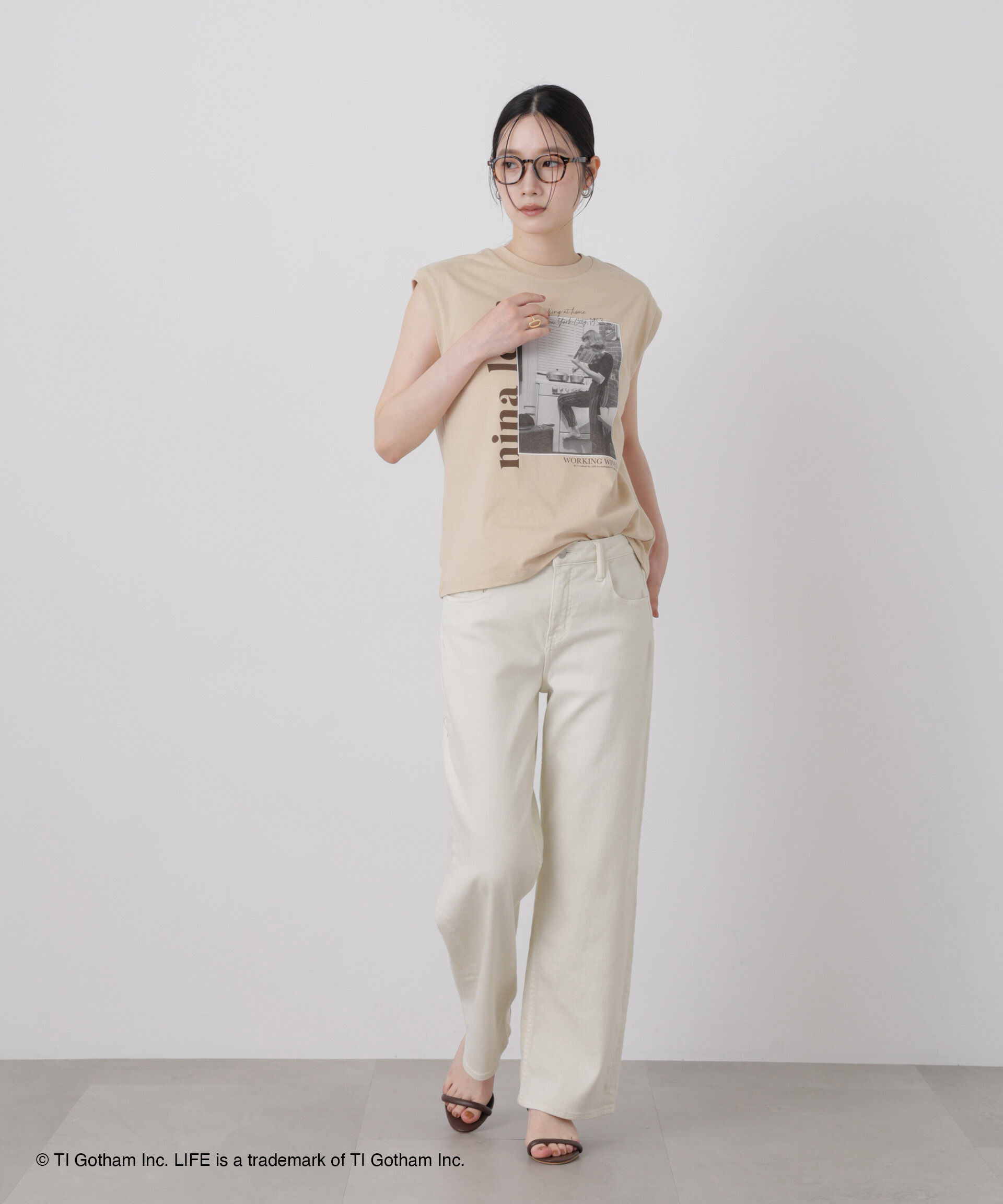 NANO universe「GOOD ROCK SPEED/LIFE PICTURE COLLECTION French sleeve Beige」|Tシャツ・カットソー|