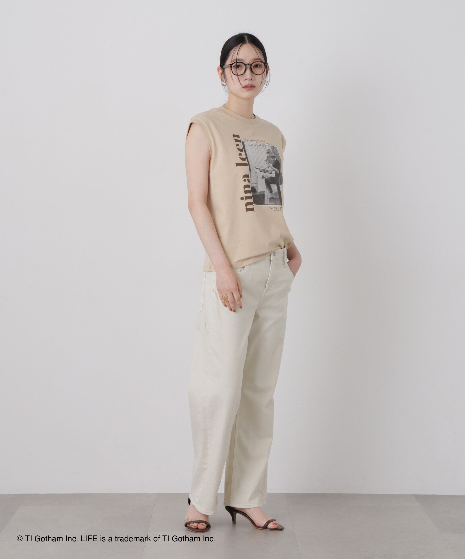 NANO universe「GOOD ROCK SPEED/LIFE PICTURE COLLECTION French sleeve Beige」|Tシャツ・カットソー|