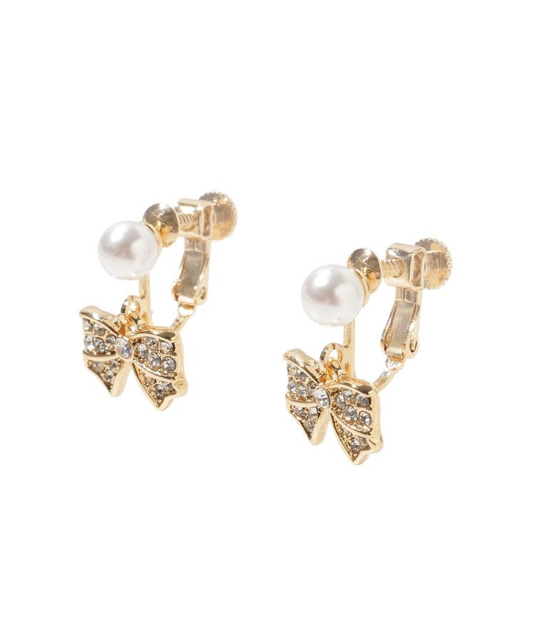 Maison de FLEUR「リボンビジューイヤリング」|イヤリング|