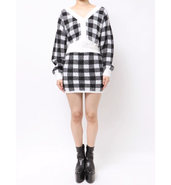 GYDA「CHECK shaggy ニットスカートライクショートパンツ」|スカート|