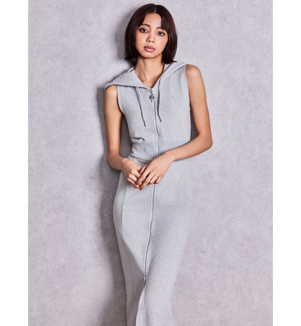 GYDA「BACK GYDA ZIPパーカーLONGワンピース」|ワンピース|