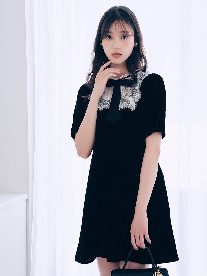SNIDEL「【WEB限定】フレンチリボンレースカラードレス」|ワンピース|