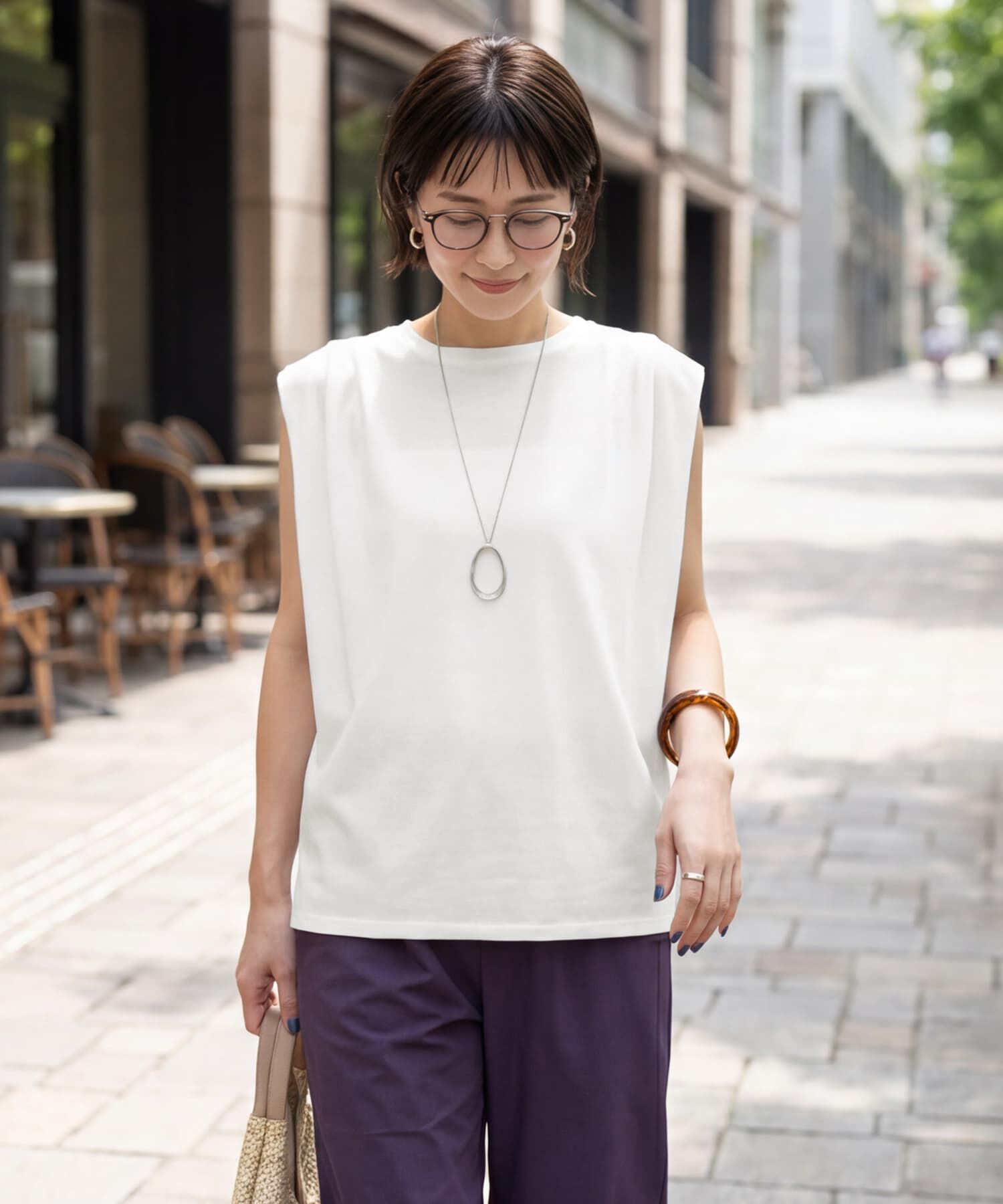 STYLE DELI「接触冷感Wタックカットソートップス」|Tシャツ・カットソー|ホワイト