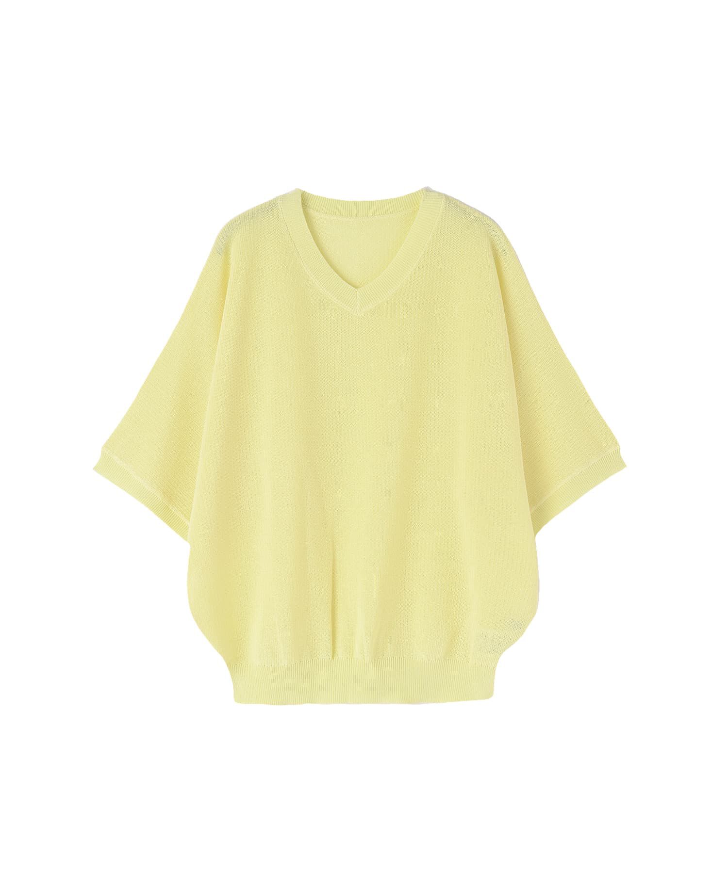 STYLE DELI「シャリ感Vネック微シアーニットトップス」|Tシャツ・カットソー|