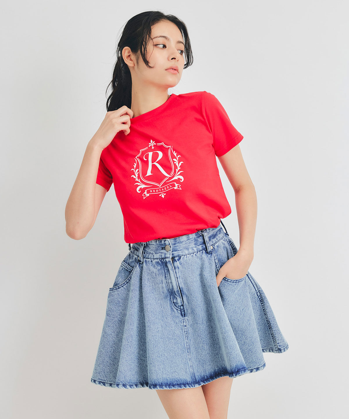 REDYAZEL「サーキュラーデニムミニスカート」|フレア|