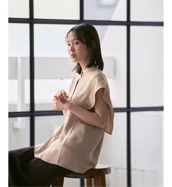 NOBLE「《追加・WEB&一部店舗限定》スクエアースリーブフロントオープンブラウス」|シャツ・ブラウス|