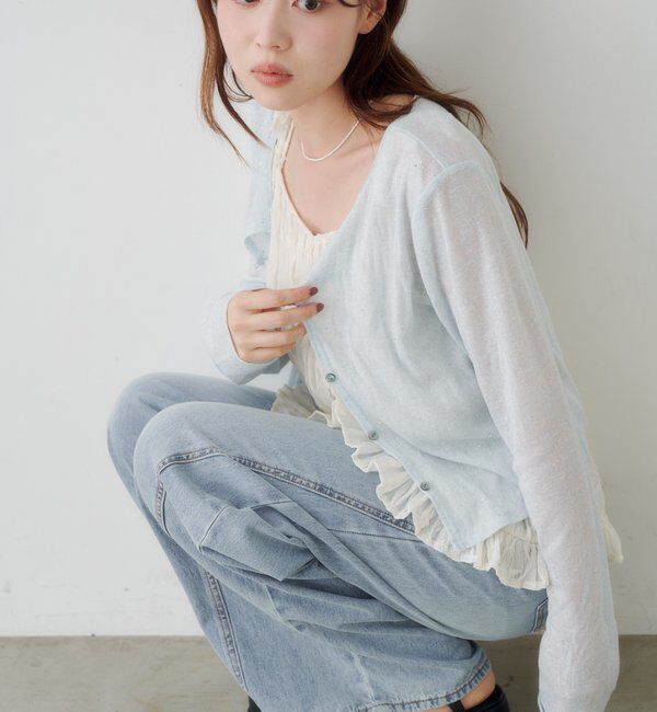  「【4色展開/前後2WAY】ラインストーンシアーカットソー」|Tシャツ・カットソー|