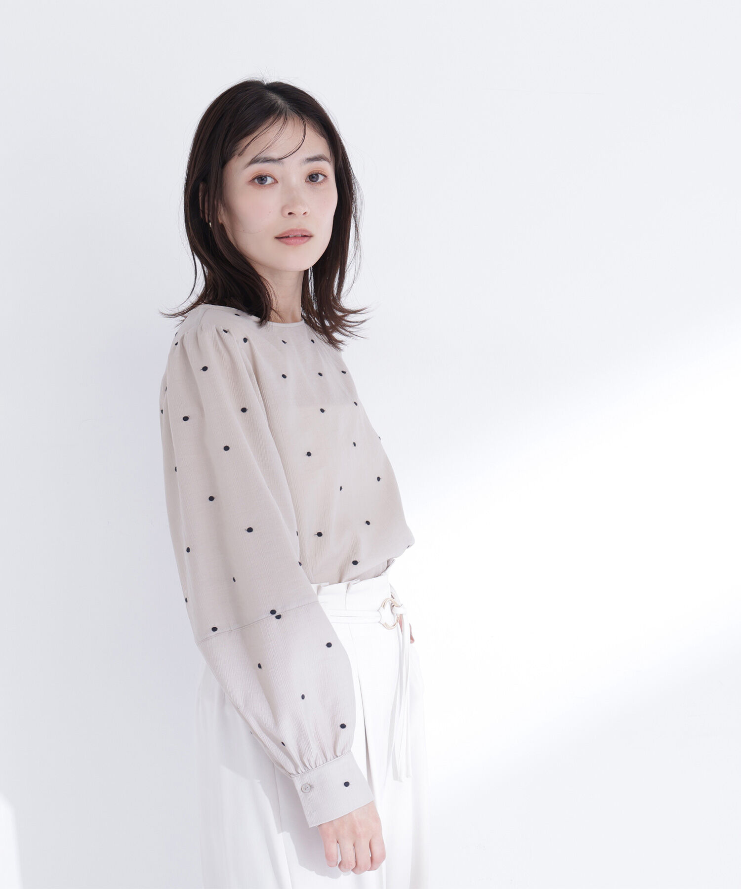  「ドット刺繍ブラウス」|シャツ・ブラウス|
