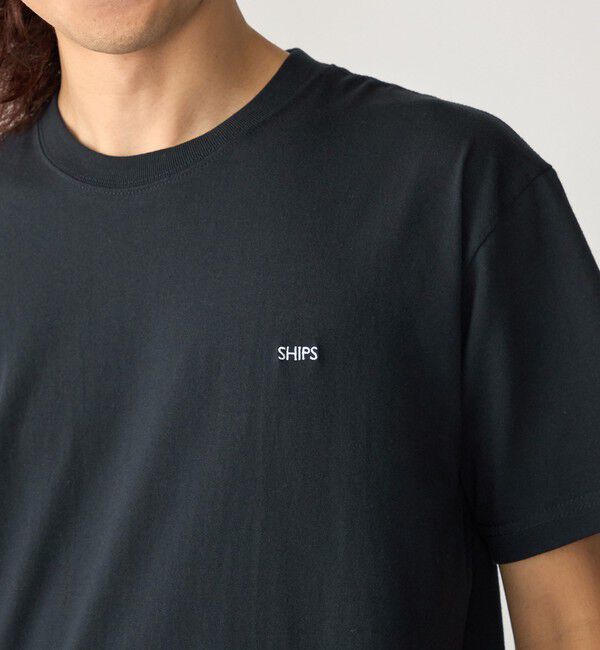 SHIPS「【WEB限定】SHIPS: マイクロ SHIPSロゴ Tシャツ」|Tシャツ・カットソー|ネイビー