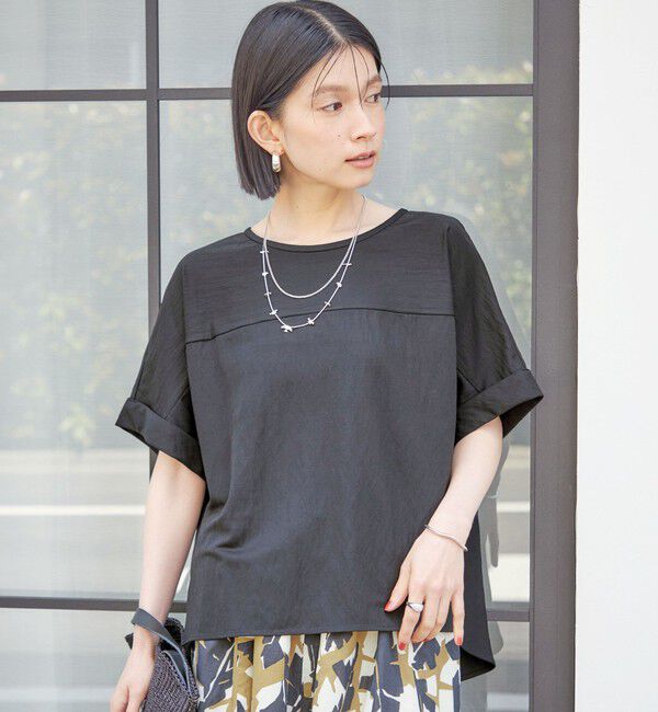 SHIPS for women「【実力派ベーシック】〈手洗い可能〉レーヨン ナイロン ドルマン 半袖 プルオーバー」|Tシャツ・カットソー|