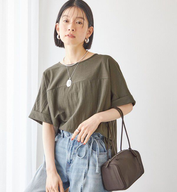 SHIPS for women「【実力派ベーシック】〈手洗い可能〉レーヨン ナイロン ドルマン 半袖 プルオーバー」|Tシャツ・カットソー|