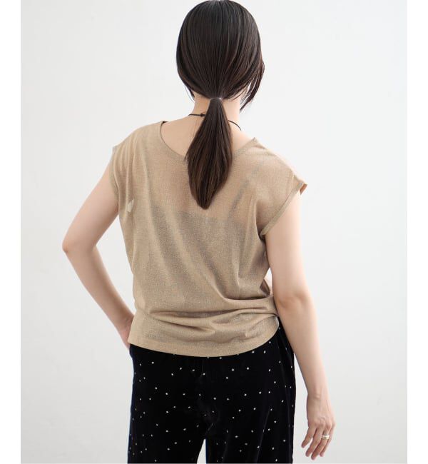 IENA「《予約》ラメフレンチスリーブTシャツ」|Tシャツ・カットソー|