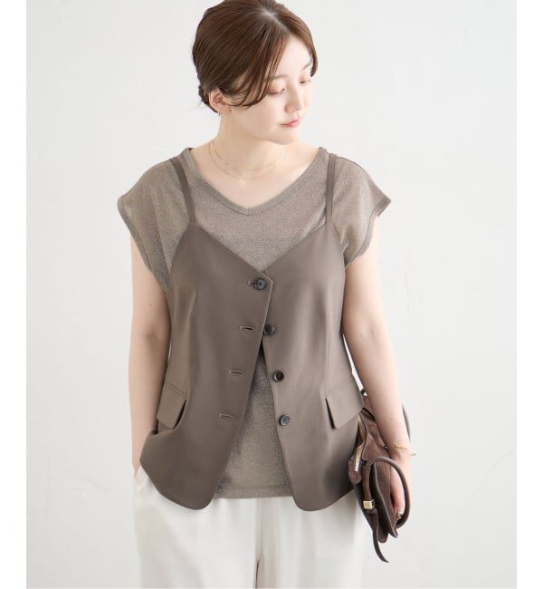 IENA「《予約》ラメフレンチスリーブTシャツ」|Tシャツ・カットソー|