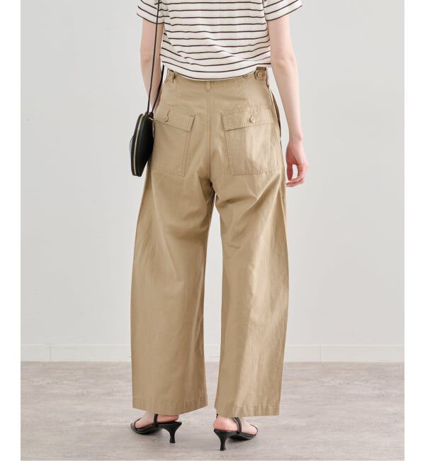 U by SPICK&SPAN「《追加》コットリネンバレルレッグルーズベイカーパンツ」|カーゴ|