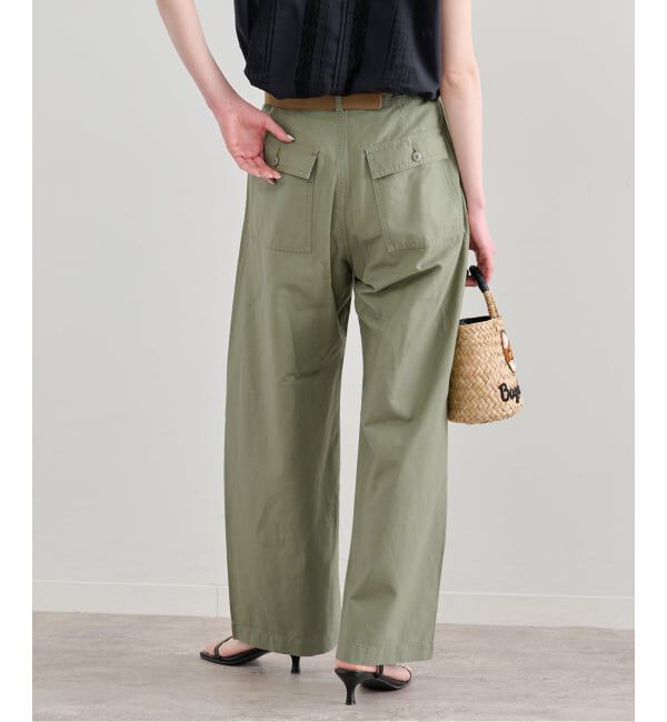 U by SPICK&SPAN「《追加》コットリネンバレルレッグルーズベイカーパンツ」|カーゴ|