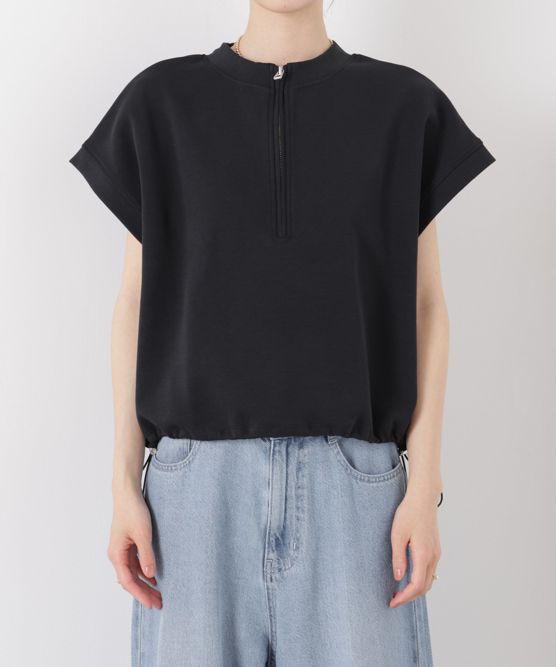 NANO universe「接触冷感ダンボールカットハーフジップトップス(セットアップ可)」|Tシャツ・カットソー|