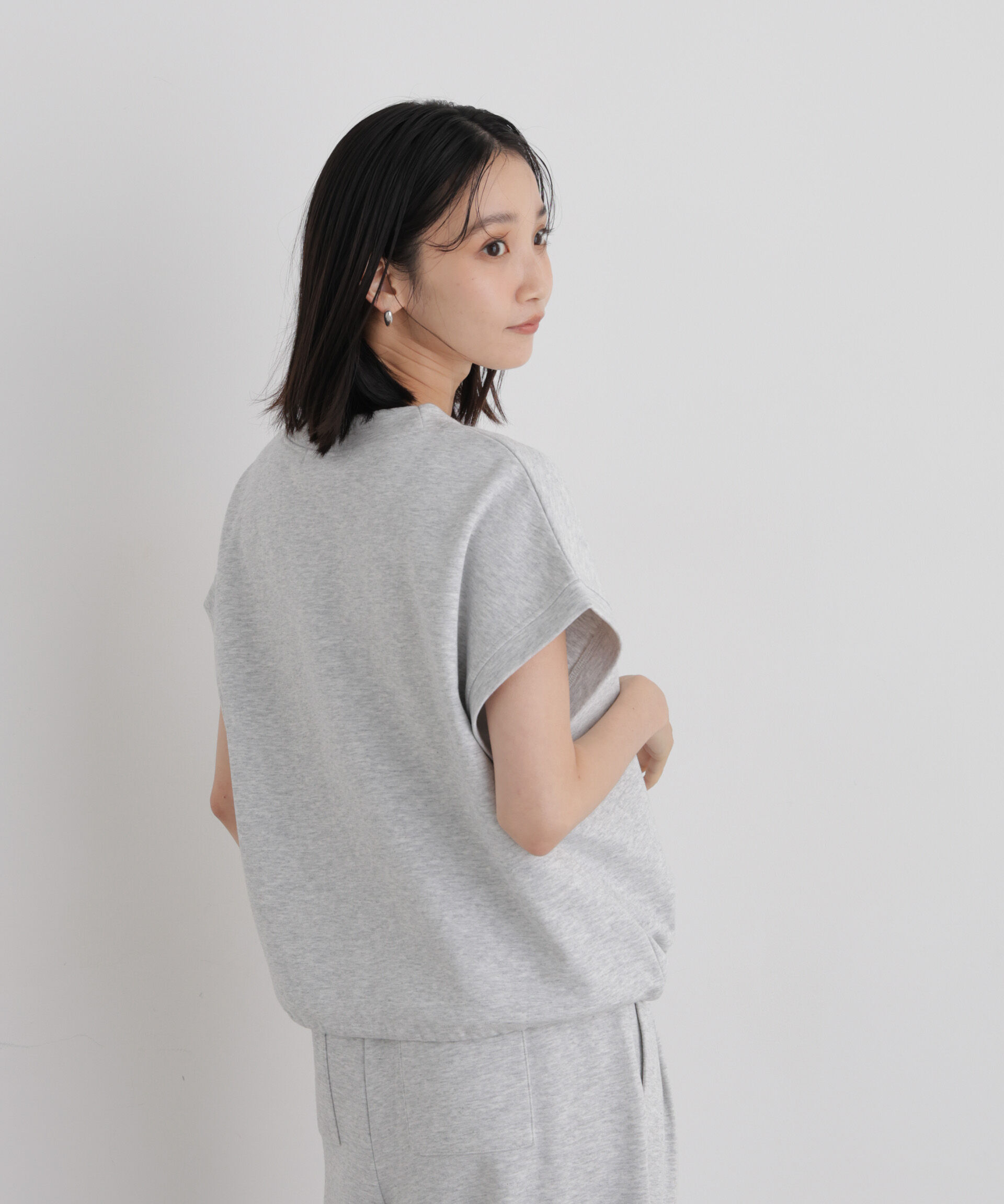 NANO universe「接触冷感ダンボールカットハーフジップトップス(セットアップ可)」|Tシャツ・カットソー|