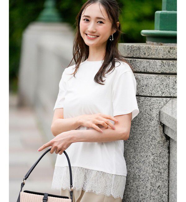 ANY SIS「裾レース半袖Ｔシャツ」|Tシャツ・カットソー|オフ
