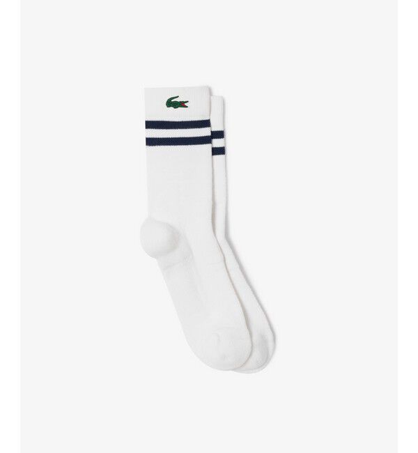 LACOSTE「コンプレッションスポーツソックス」|ソックス|ホワイト&times;ネイビー