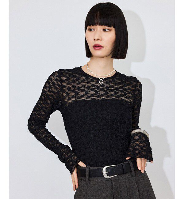 ADAM ET ROPE'「フレアスリーブレーストップス」|Tシャツ・カットソー|