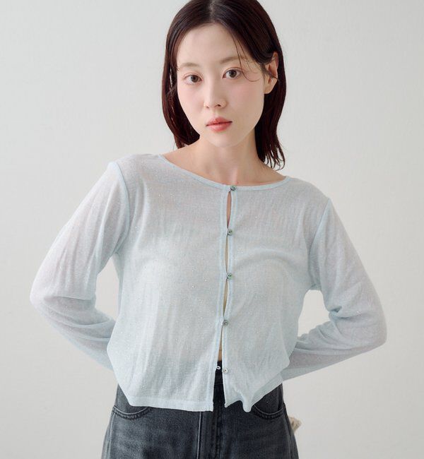  「【4色展開/前後2WAY】ラインストーンシアーカットソー」|Tシャツ・カットソー|