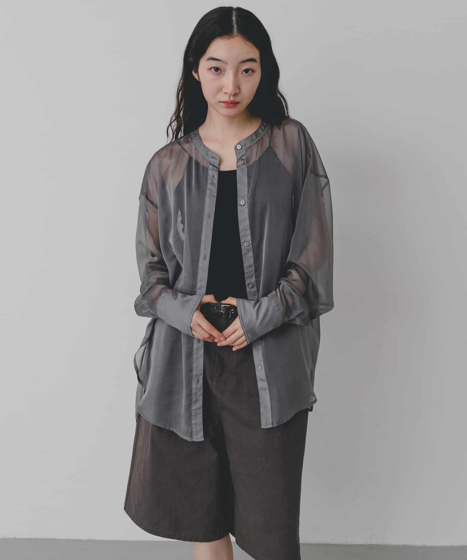 SENSE OF PLACE by URBAN RESEARCH「バンドカラーシャンブレーシアーシャツ」|シャツ・ブラウス|