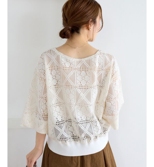  「《WEB限定》トーション風レースデザイントップス」|Tシャツ・カットソー|